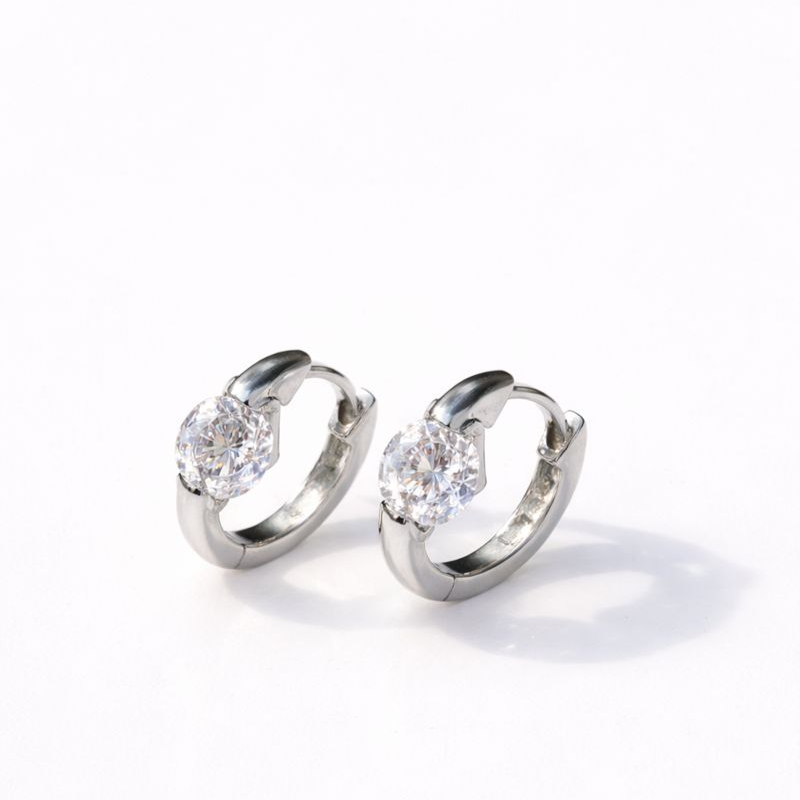 Sparkling Solitaire Hoop - Image 2