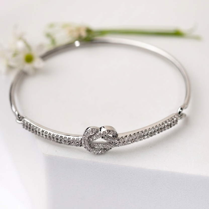 The Infinity Knot Bangle Bracelet- Silver - Image 2
