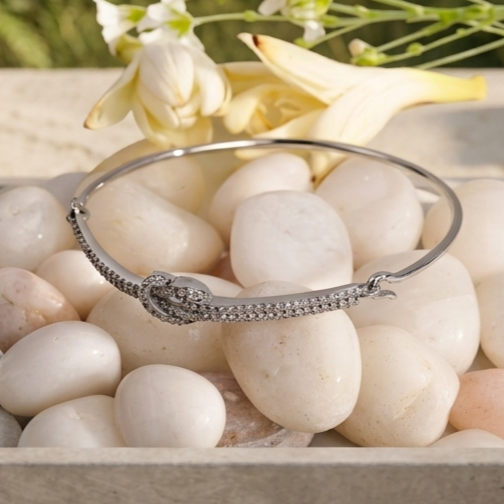 The Infinity Knot Bangle Bracelet- Silver