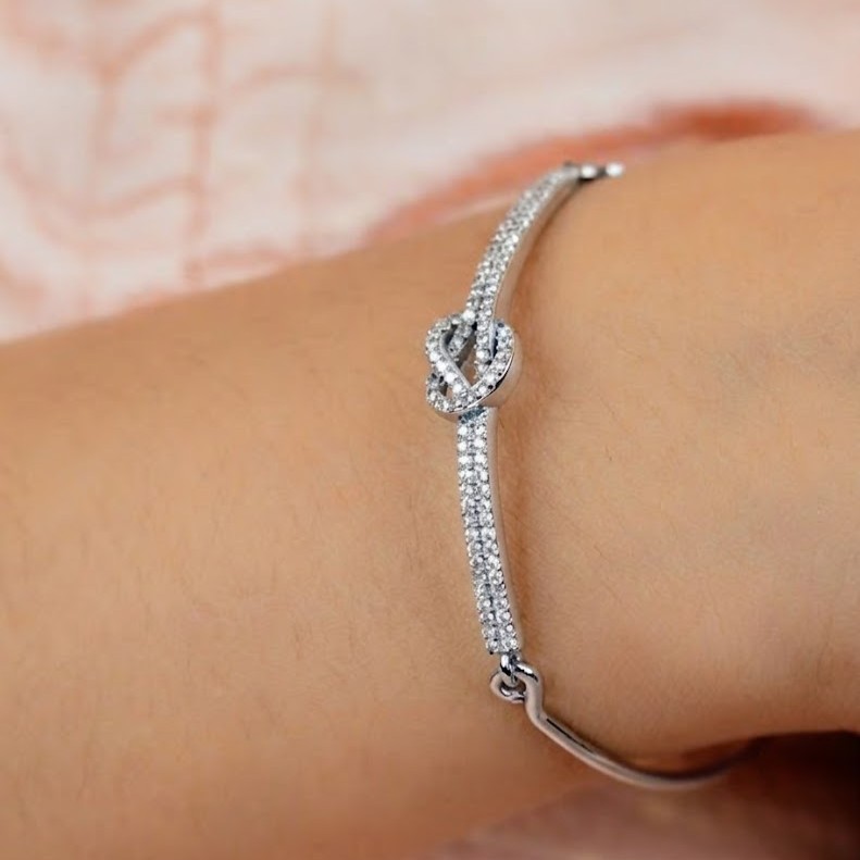 The Infinity Knot Bangle Bracelet- Silver - Image 3