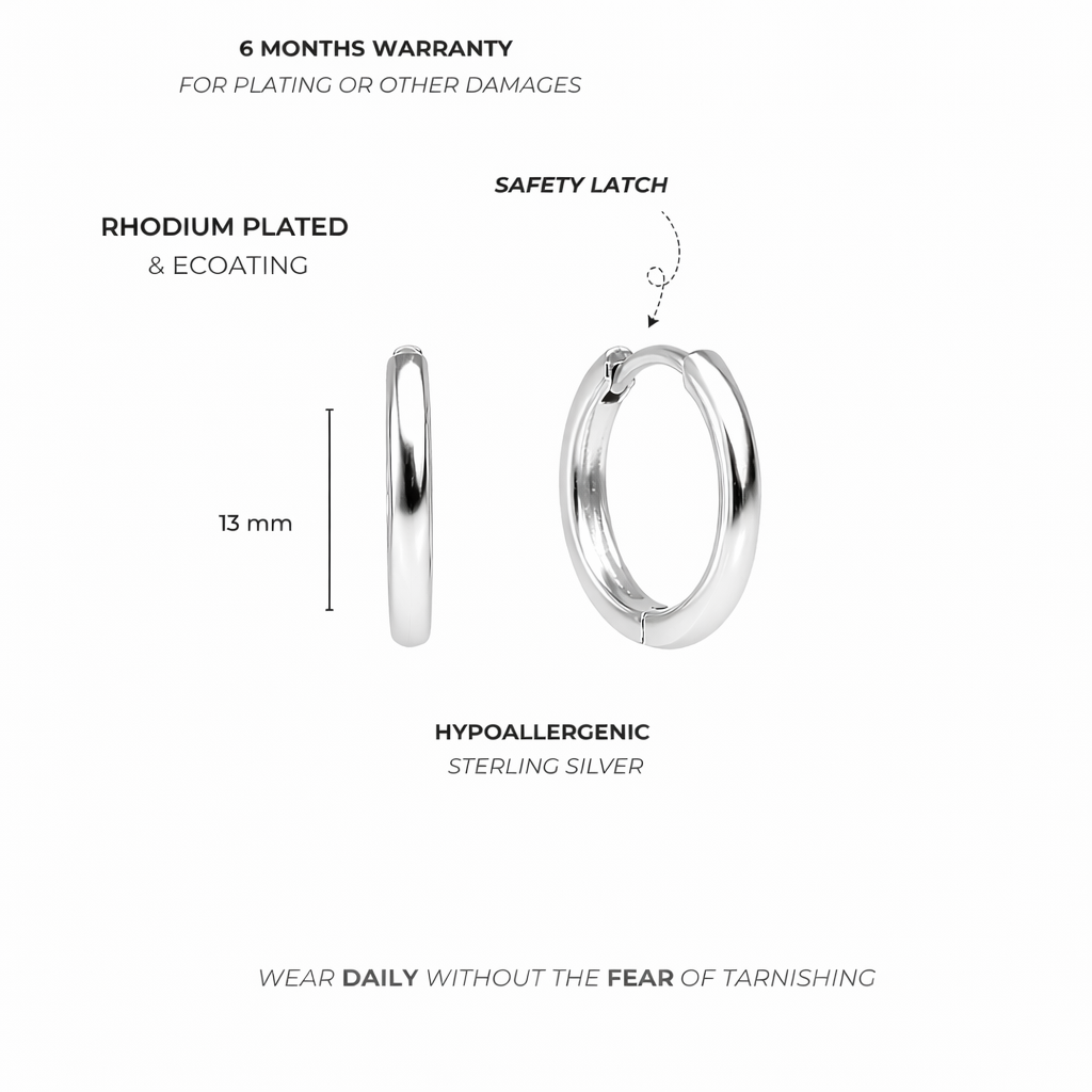 Classic Plain Bali Hoop Earrings - Silver - Image 3