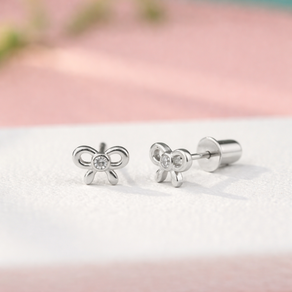 Girls Dainty Bow Stud Earrings