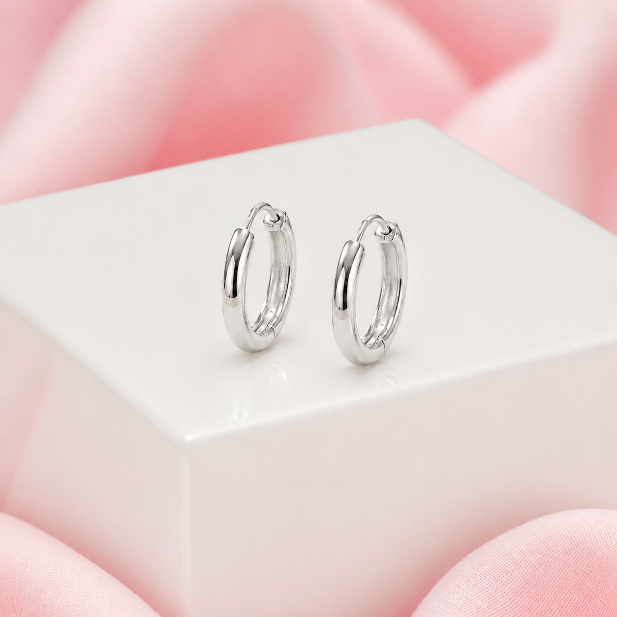 Classic Plain Bali Hoop Earrings - Silver - Image 2