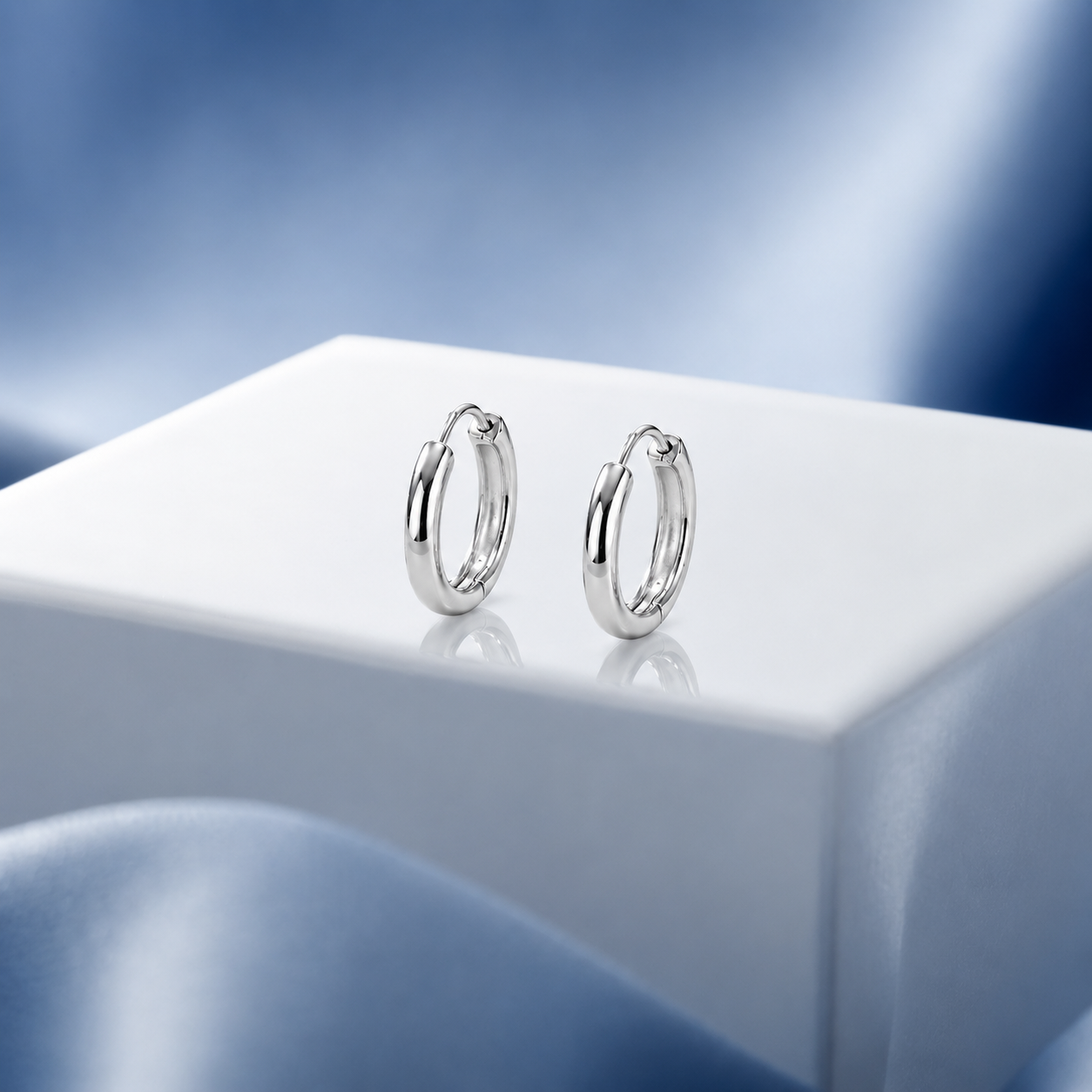 Classic Plain Bali Hoop Earrings - Silver - Image 5