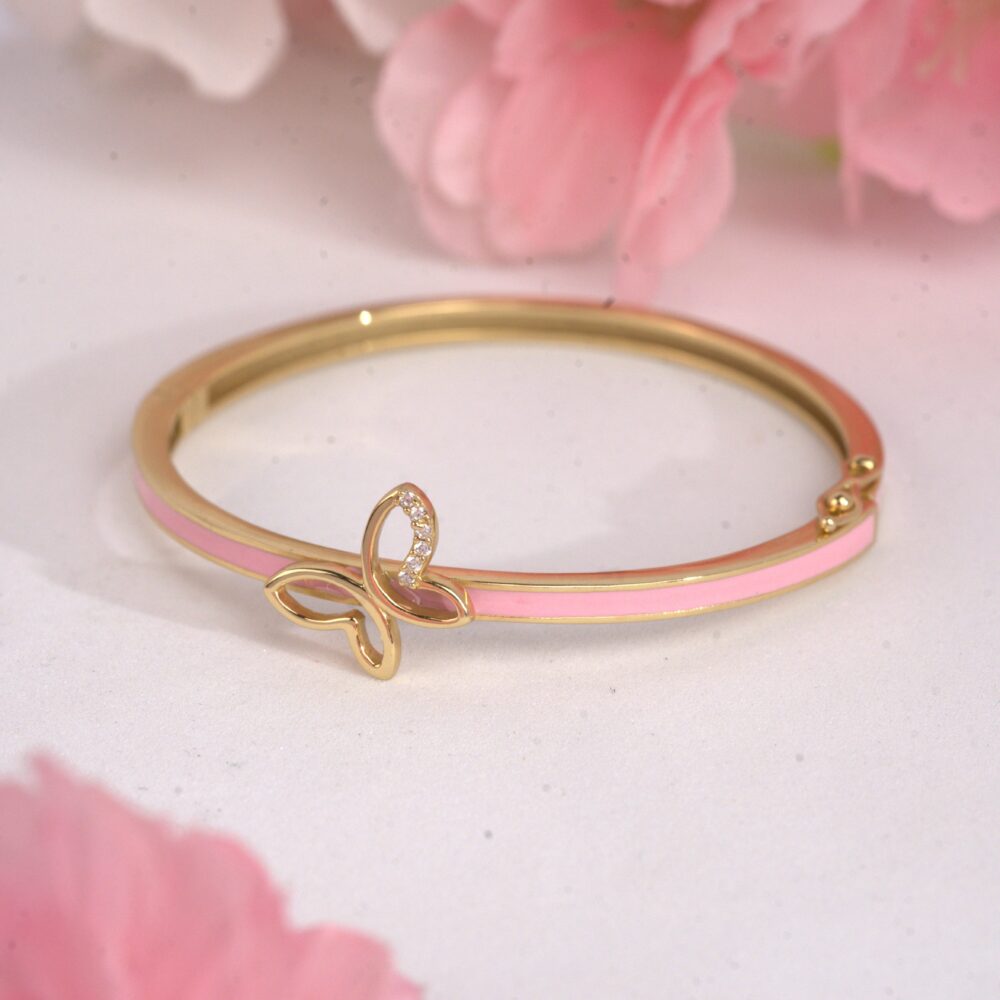 Candy Pink Butterfly Charm Bangle