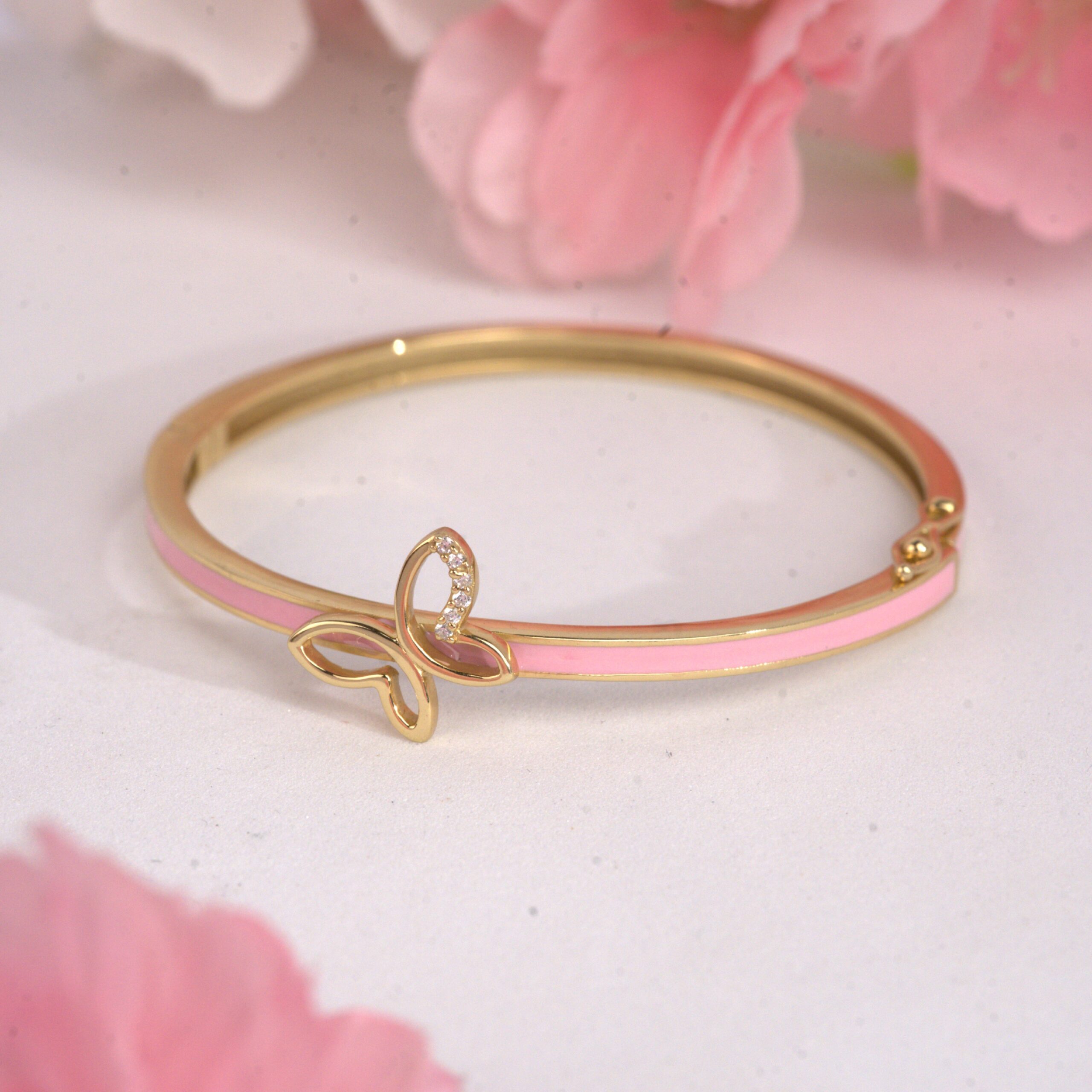 Candy Pink Butterfly Charm Bangle