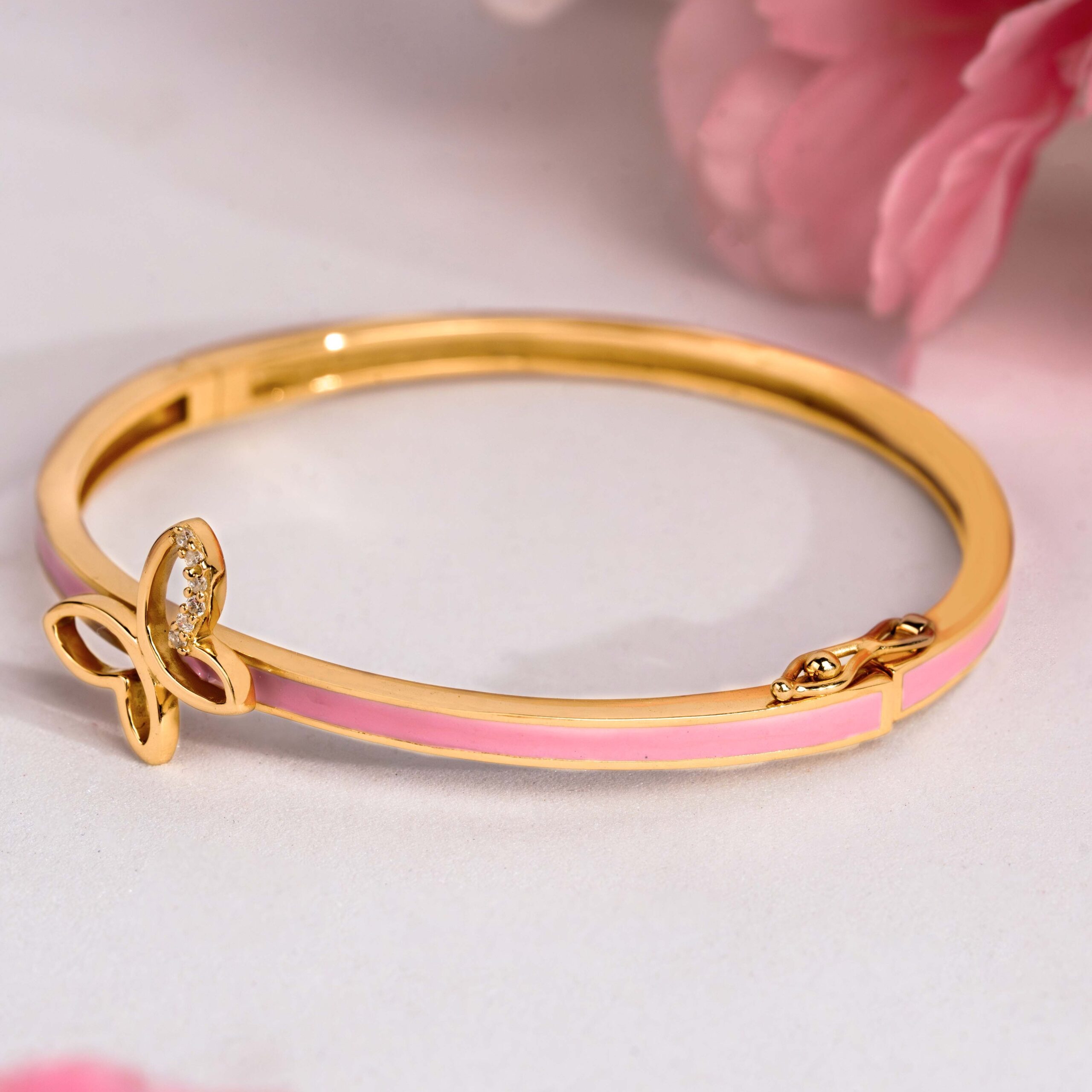 Candy Pink Butterfly Charm Bangle - Image 3