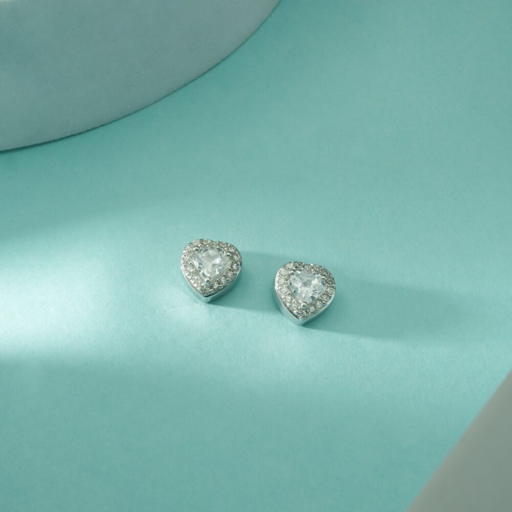 Sparkle Heart Stud Earrings for Girls & Teens