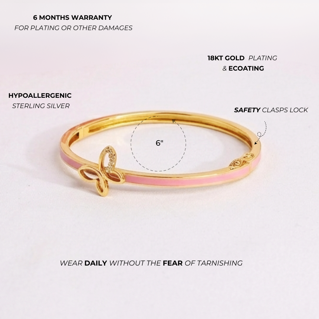 Candy Pink Butterfly Charm Bangle - Image 4