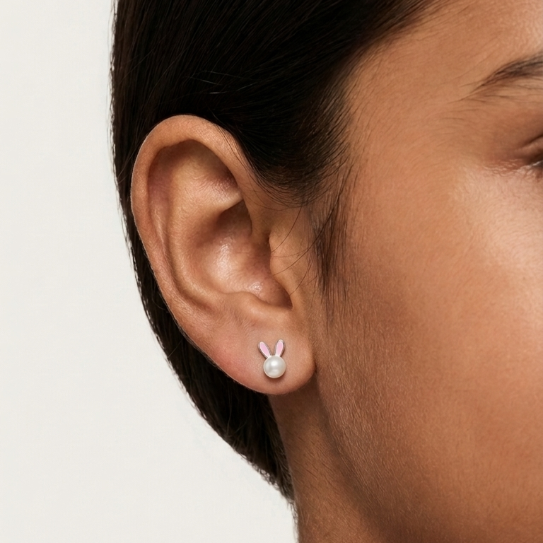 Little Bunny Pearl Stud Earrings - Image 3