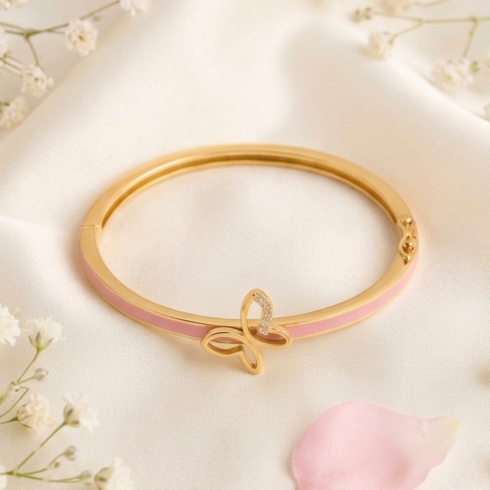 Candy Pink Butterfly Charm Bangle - Image 2