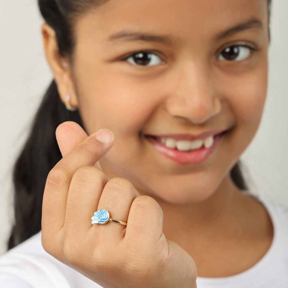 Little Blue Phoenix Wing Adjustable Ring - Image 4