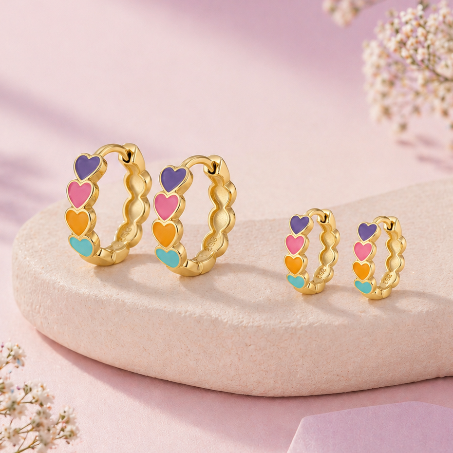 Rainbow Sweetheart Hoop Duo Earrings