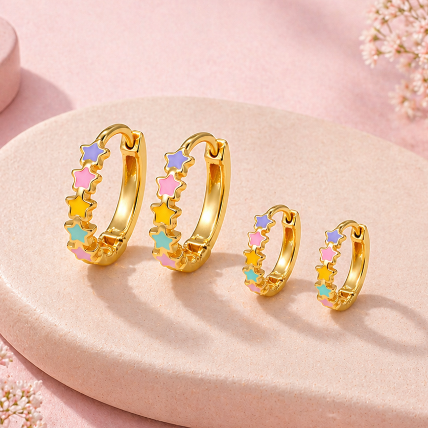 Rainbow Star Hoop Duo Earrings