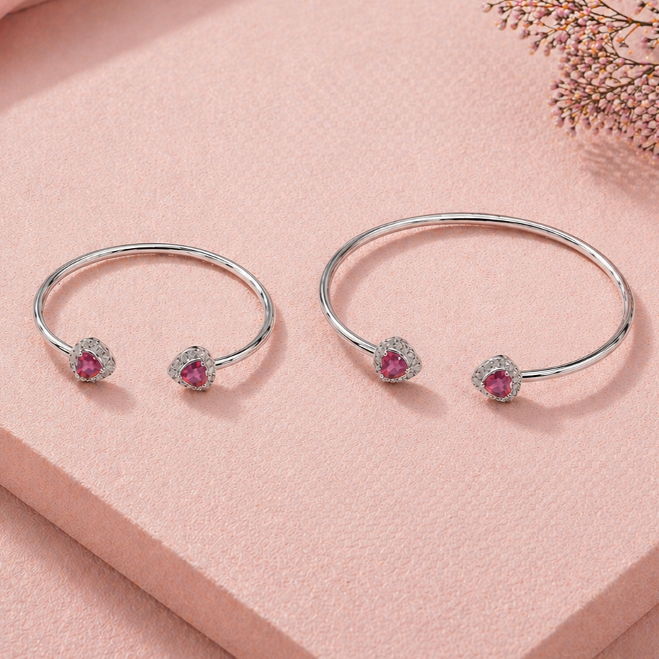 Pink Heart Duo Bangle Set