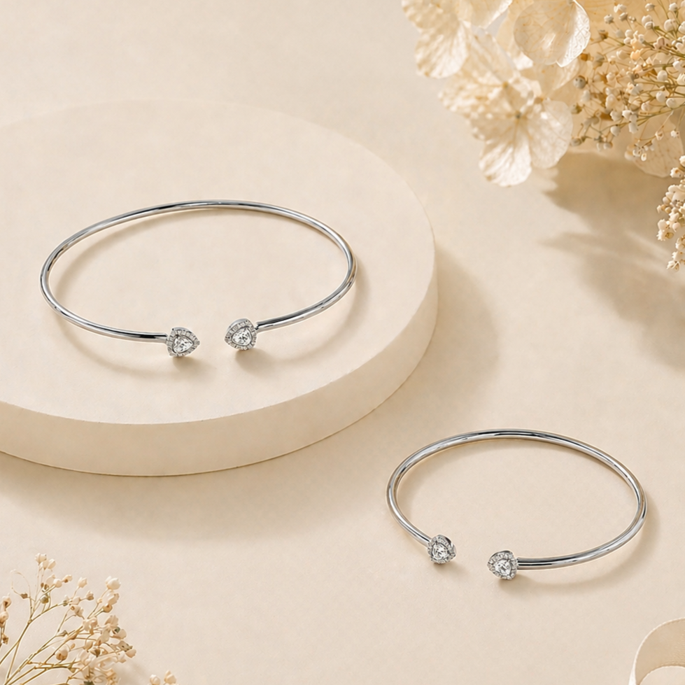 Crystal Heart Duo Bangle Set