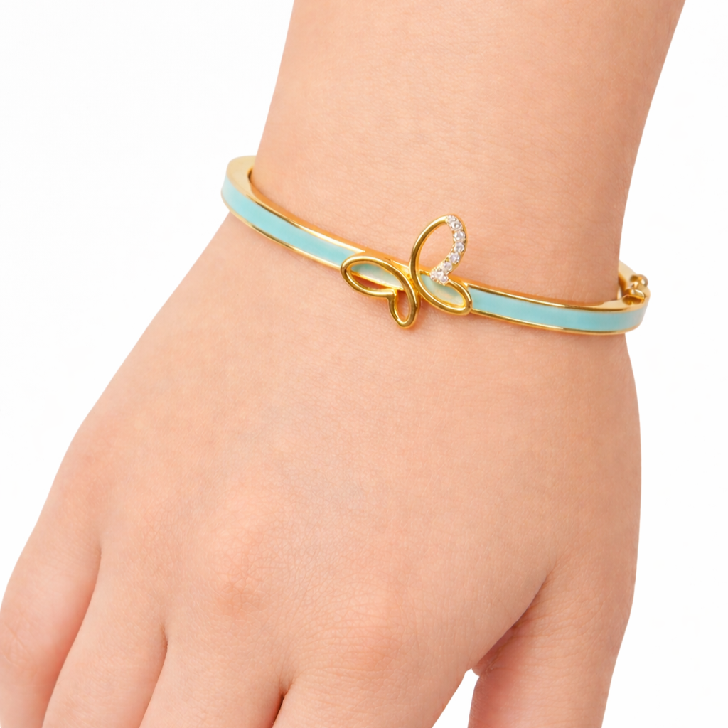 Aqua Butterfly Charm Bangle - Image 2