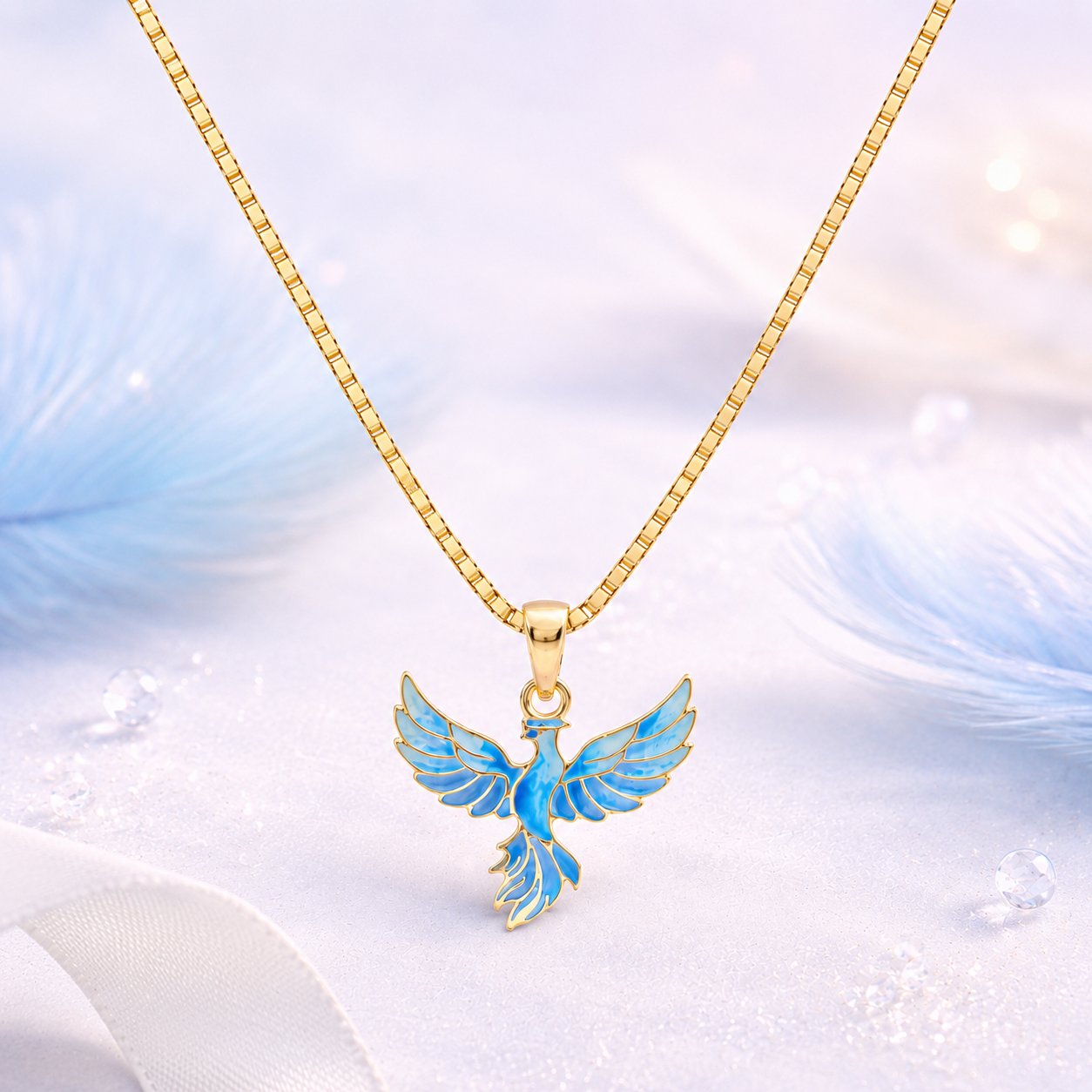 Sky Blue Phoenix Pendant - Image 3