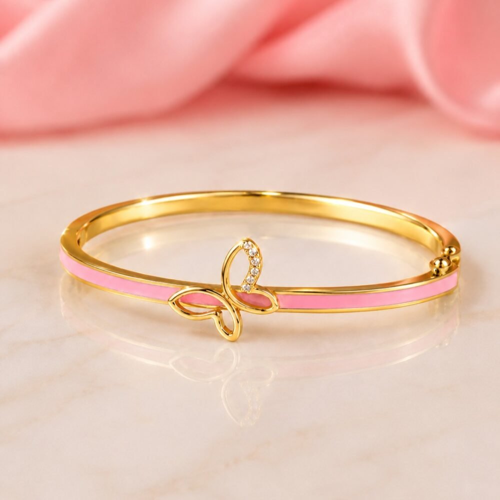 Candy Pink Butterfly Charm Bangle