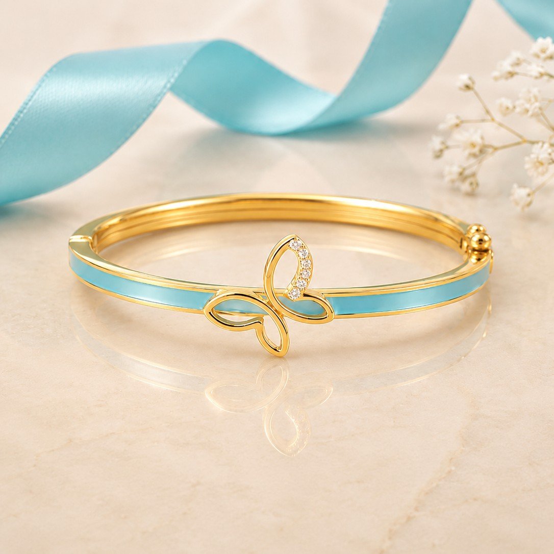Aqua Butterfly Charm Bangle