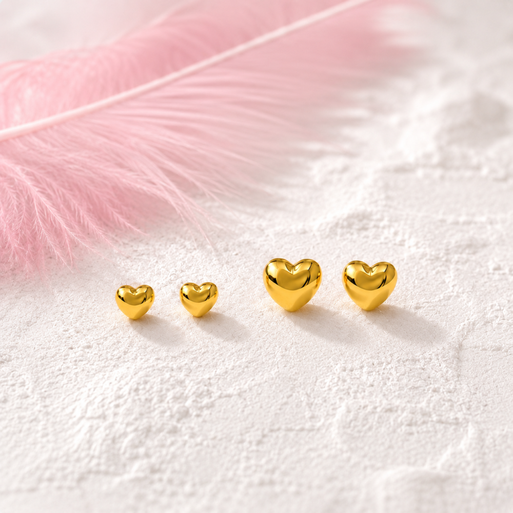 Classic Golden Heart Duo Stud Earrings