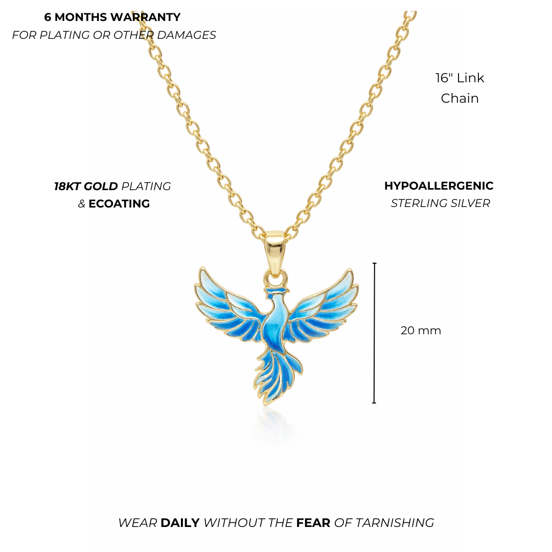 Sky Blue Phoenix Pendant - Image 2