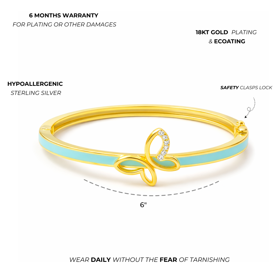 Aqua Butterfly Charm Bangle - Image 3