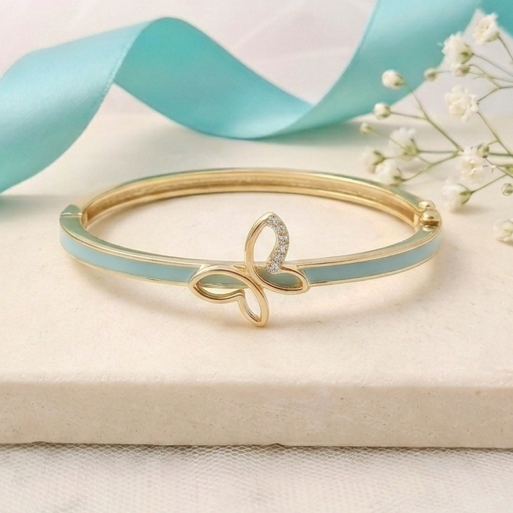Aqua Butterfly Charm Bangle