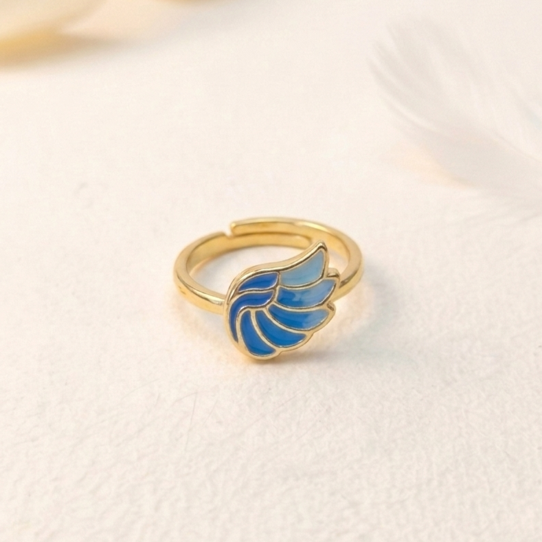 Little Blue Phoenix Wing Adjustable Ring