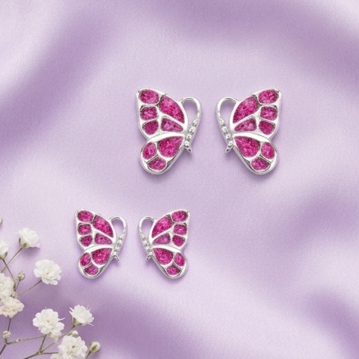 Glitter Split Butterfly Duo Stud Earrings