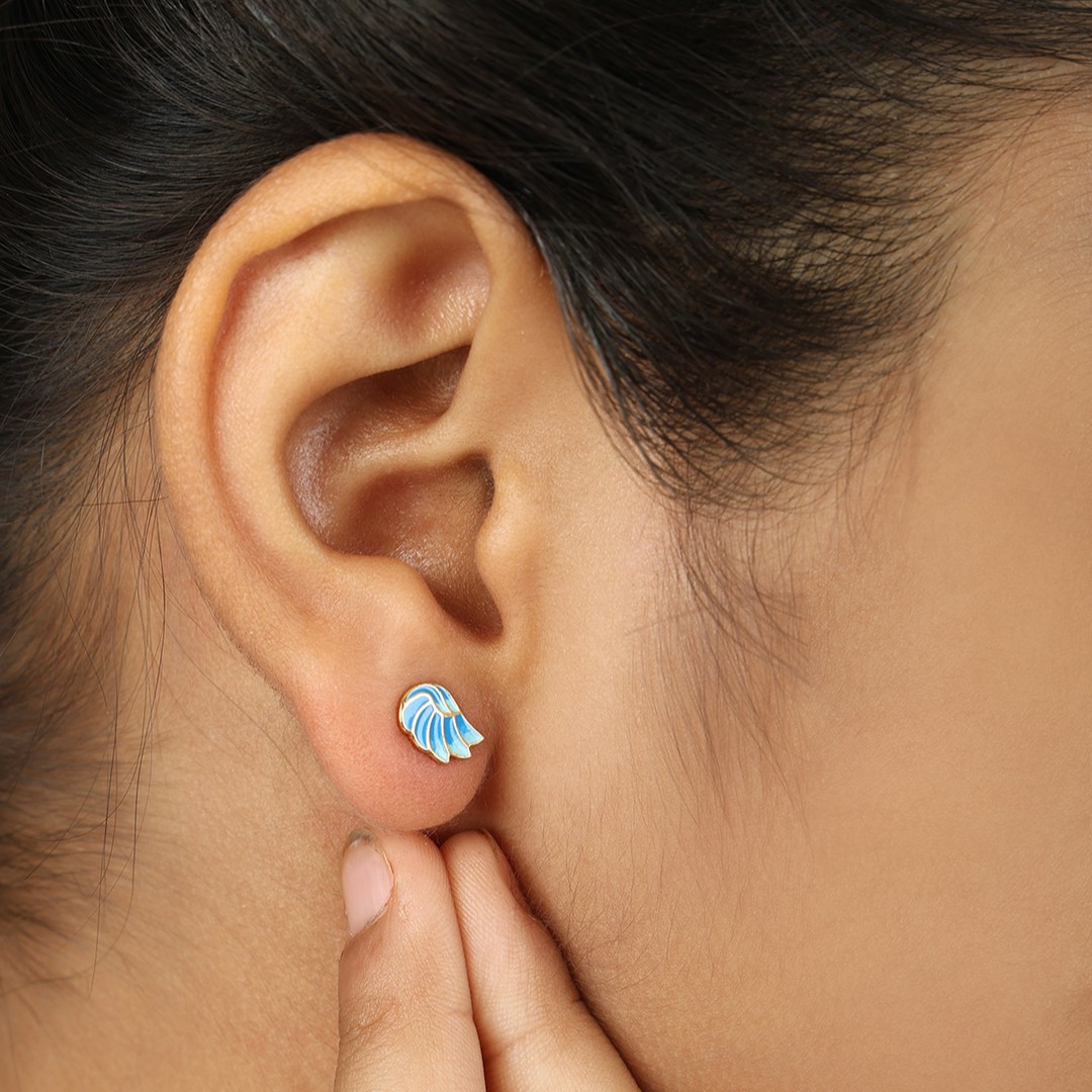 Little Blue Phoenix Wing Studs - Image 2