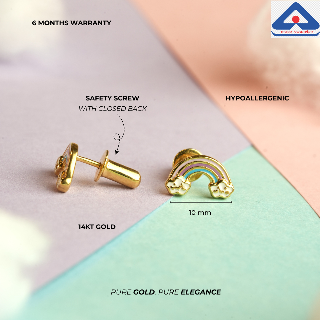 In the Clouds Rainbow Girls Earrings - 14KT Gold - Image 2
