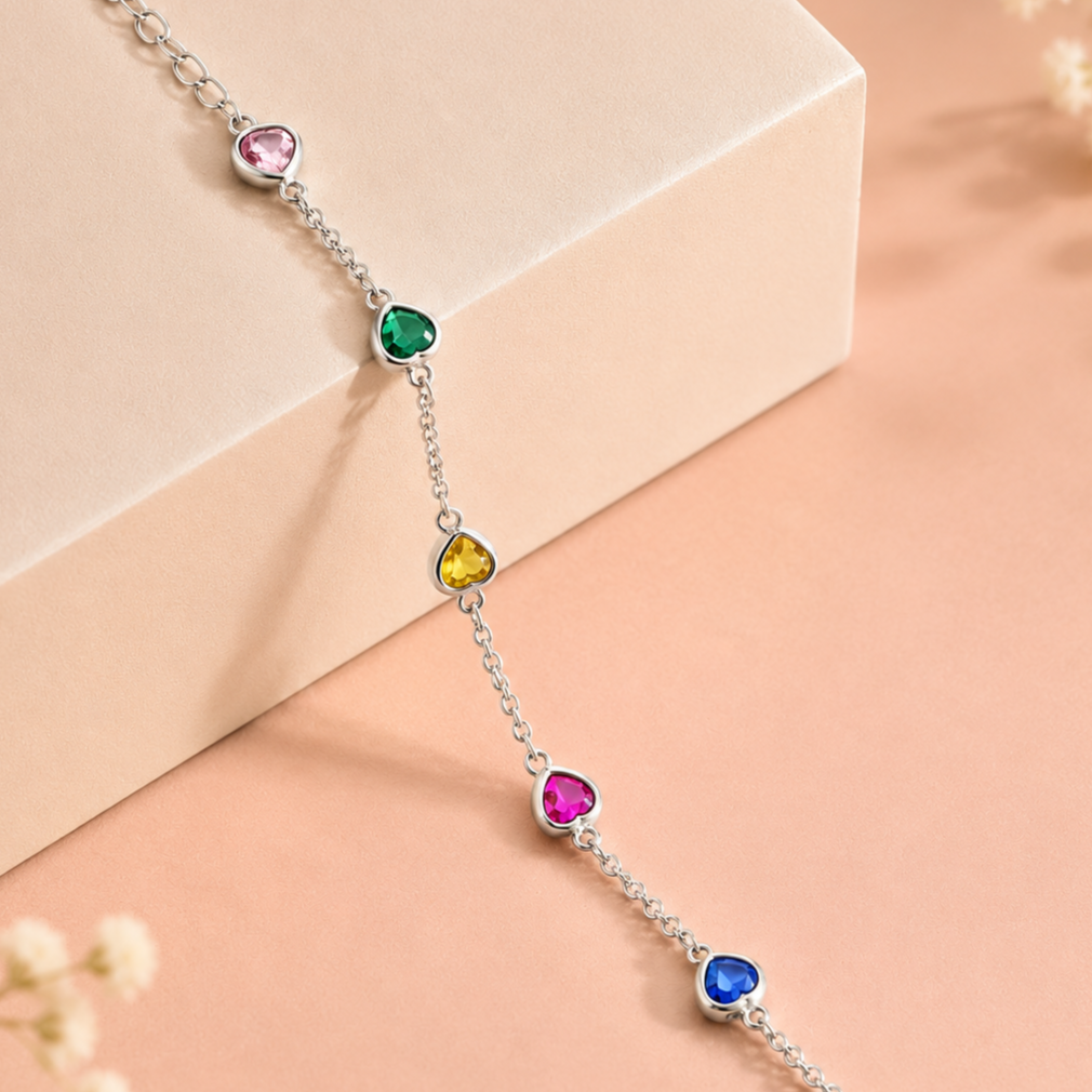 Rainbow Multi Heart Stone Bracelet - Image 2