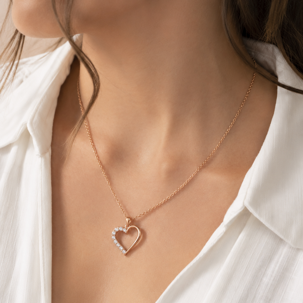 Evermore Heart Pendant Necklace - Rose Gold - Image 2