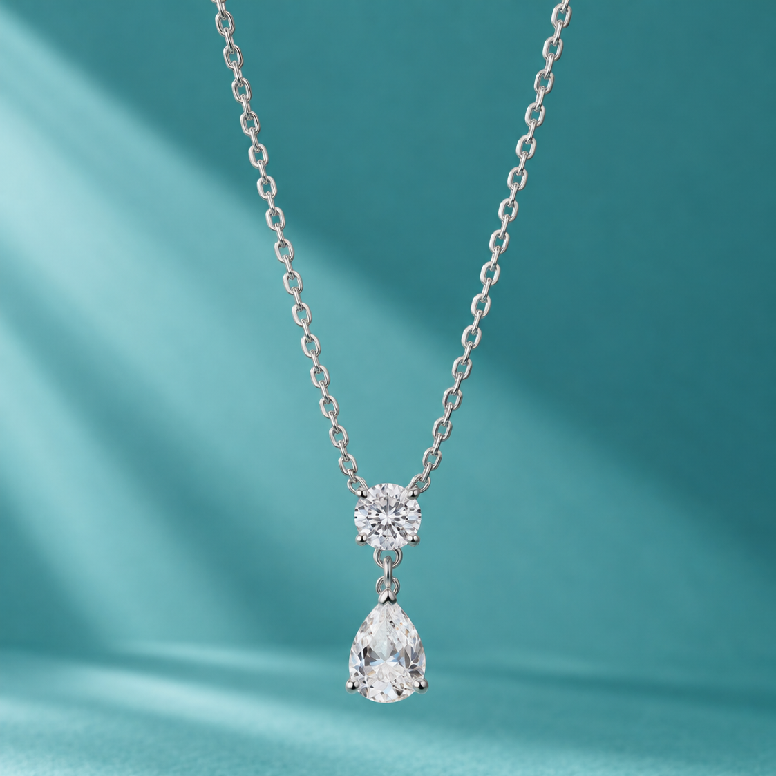 Elegant Teardrop CZ Pendant Necklace