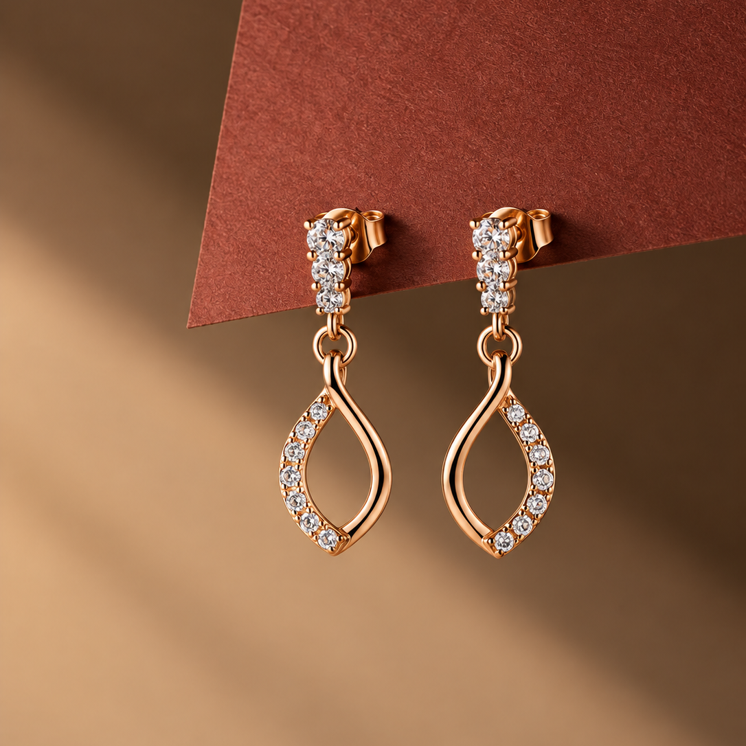 Elegant Twist CZ Drop Earrings