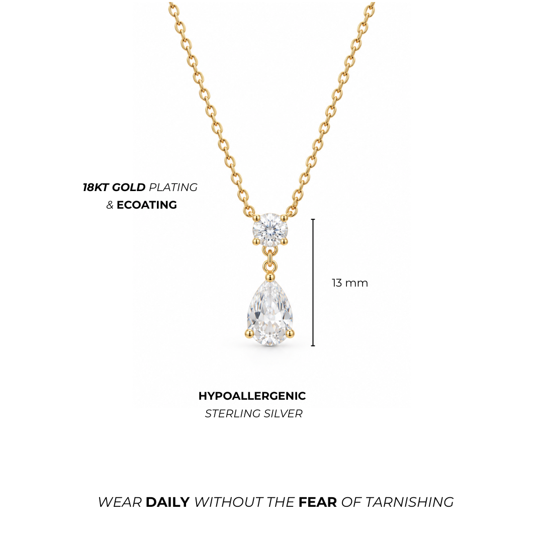 Elegant Teardrop CZ Pendant Necklace - Gold Plated - Image 4