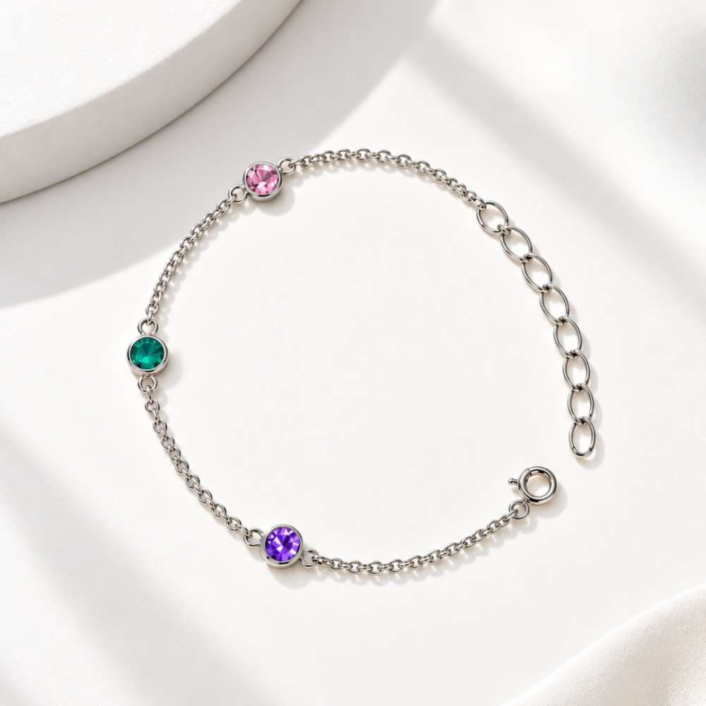 Pretty Trio Color Stone Anklet for Kids