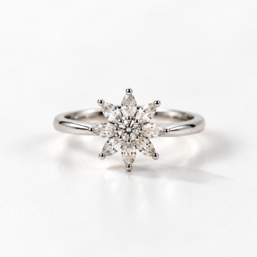 Crystal Flower Adjustable Ring - Image 3