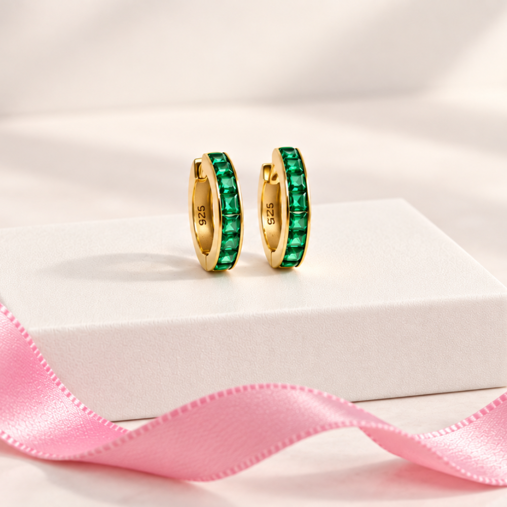 Ocean Teal Sparkle Hoop Earrings