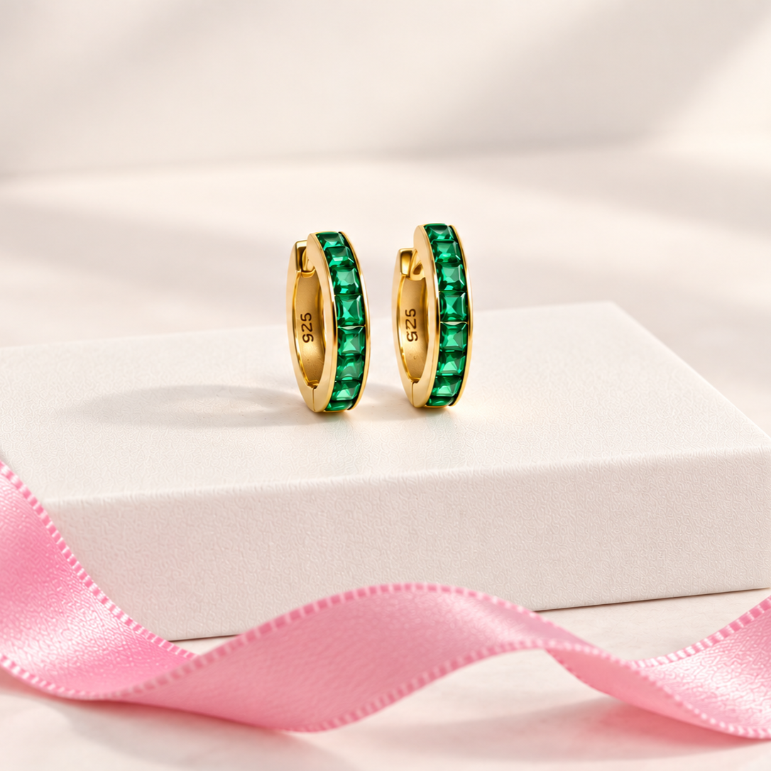 Ocean Teal Sparkle Hoop Earrings