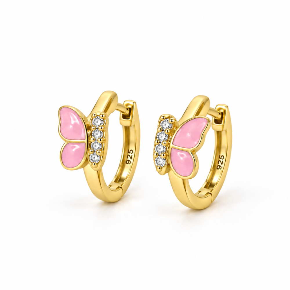 Blush Butterfly Twinkle Hoop Earrings