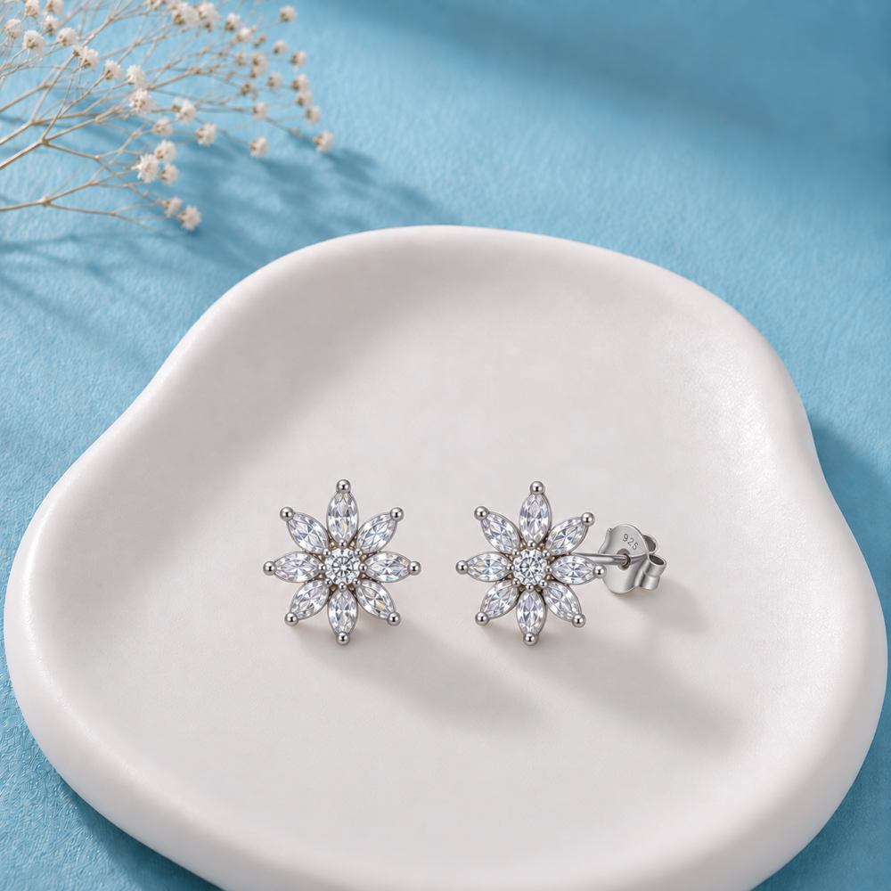 Elegant Flower CZ Earrings