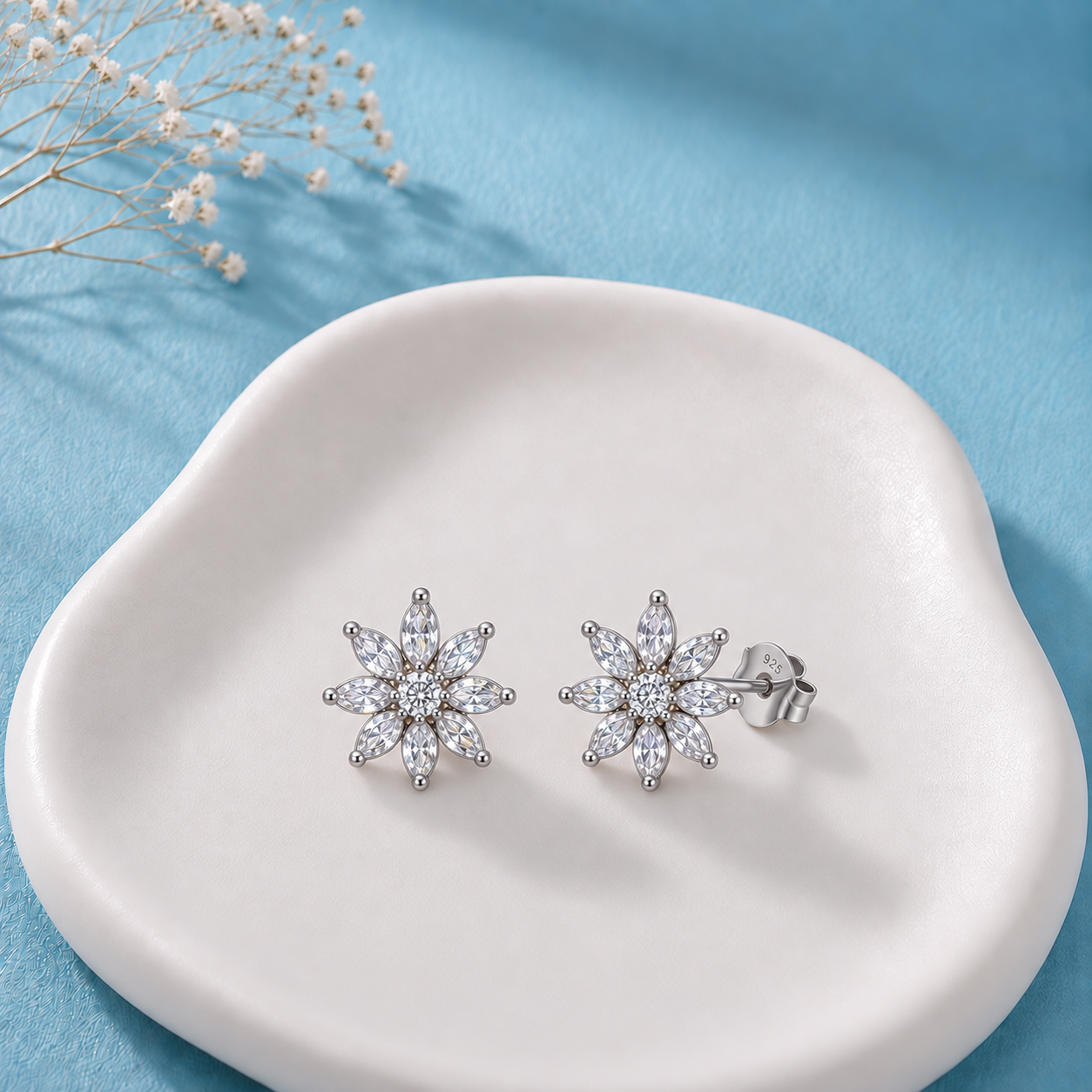 Elegant Flower CZ Earrings