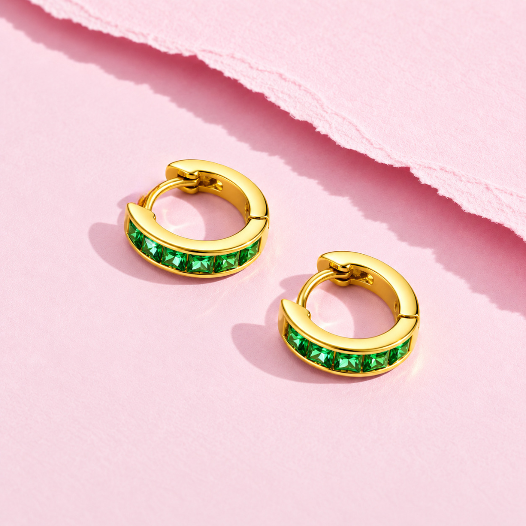 Ocean Teal Sparkle Hoop Earrings - Image 2