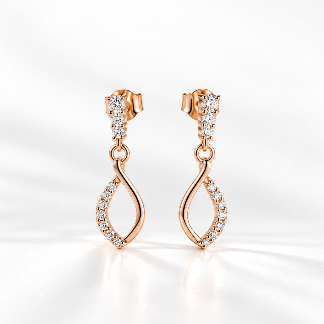 Elegant Twist CZ Drop Earrings - Image 2